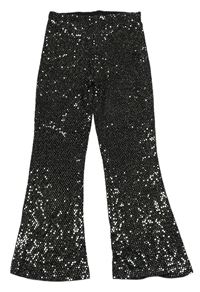 Černé třpytivé flare slavnostní kalhoty River Island