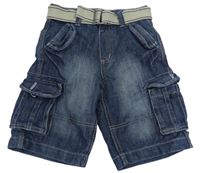 Tmavomodré riflové cargo kraťasy s páskem Denim Co.