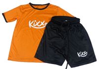 2set - Oranžové sportovní tričko s nápisem + černé kraťasy
