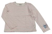Bílo-růžové pruhované triko se Stitchem a Angel Primark