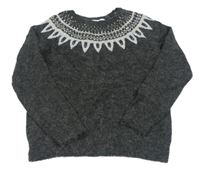 Antracitový vlněný svetr se vzorem H&M