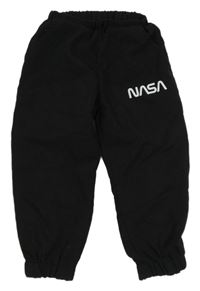 Černé šusťákové cuff kalhoty s nápisem - NASA zn. Shein