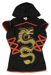Kostým - Černé triko s drakem a kapucí