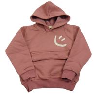 Starorůžová mikina se smajlíkem a kapucí