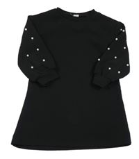 Černé šaty s perlami na rukávech Shein