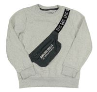 Světlešedá melírovaná mikina s ledvinkou Nutmeg