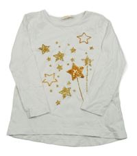 Bílé triko s hvězdami s flitry Kids