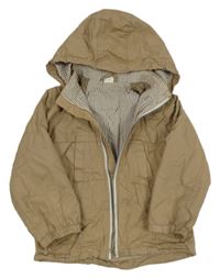 Hnědá plátěná jarní bunda s kapucí H&M