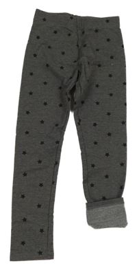 Tmavošedé melírované zateplené legíny s hvězdami Manguun