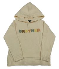 Béžový svetr s nápisem a kapucí Kiabi