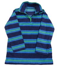 Modro-tmavomodro-zelená pruhovaná fleecová funkční mikina Mountain Warehouse