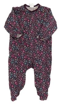 Vínový květovaný overal H&M