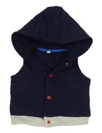 Tmavomodrá prošívaná zateplená tepláková vesta s auty a kapucí Bluezoo