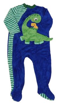 Safírovo-pruhovaný sametový overal s dinosaurem