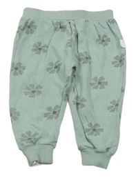 Zelenošedé květované lehké tepláky Rabbit+Bear