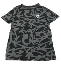 Černo-tmavošedé vzorované tričko F&F