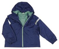 Tmavomodrá šusťáková jarní bunda s kapucí L&D