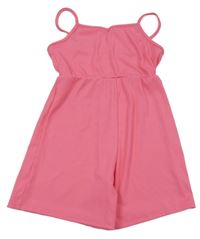 Růžový žebrovaný kraťasový overal