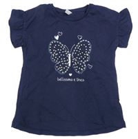 Tmavomodré tričko s motýlem