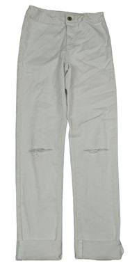 Bílé skinny rifle s dírami na kolenou Zara