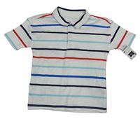 Nové - Bílo-barevné pruhované polo tričko Dunnes