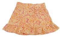 Oranžovo-smetanovo-růžová vzorovaná sukně s mašlemi Matalan