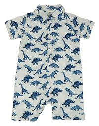Bílý kraťasový overal s dinosaury Shein