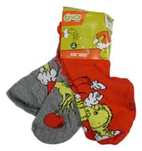 Nové - 2x ponožky s Grinchem - červené + šedé