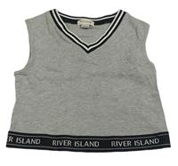 Šedo-černý melírovaný crop top s nápisem zn. River Island