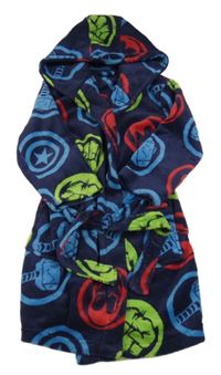 Tmavomodro-barevný chlupatý župan s Avengers Marvel