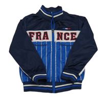 Tmavomodro-modrá sportovní propínací mikina s nápisem - Francie 