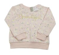 Nové - světlerůžová květovaná mikina s nápisem Primark