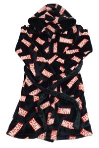 Černý plyšový župan s Marvel a kapucí Primark