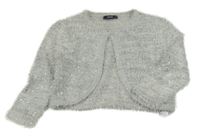 Šedé chlupaté propínací svetrové bolerko s flitry George