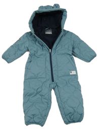 Modrošedá šusťáková prošívaná zimní kombinéza s kapucí Next