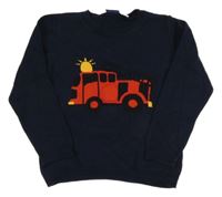 Tmavomodrý lehký svetr s hasiči Lupilu