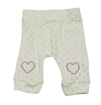 Smetanové lehké puntíkaté tepláky se srdíčky Nutmeg