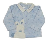 Světlemodrá sametová mikina s králíkem a límečkem 