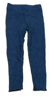 Petrolejové žebrované pletené legíny 