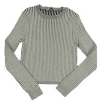 Šedý žebrovaný lehký crop svetr George