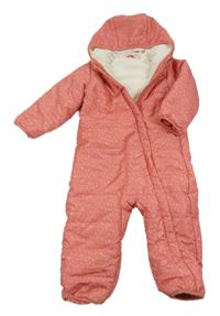 Růžová vzorovaná šusťáková zimní kombinéza s kapucí Impidimpi