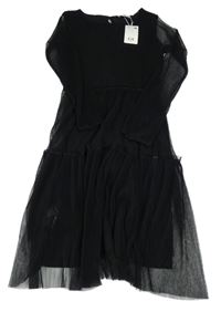 Nové - černé žebrované tylové šaty C&A