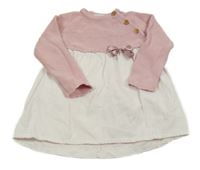 Růžovo-bílé pletené šaty 