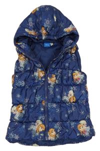 Tmavomodrá šusťáková zateplená vesta s Frozen a kapucí Disney