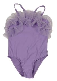 Fialové jednodílné plavky s tylem Primark