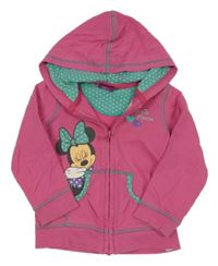 Růžová propínací mikina s Minnie a kapucí George