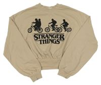 Béžová crop mikina s nápisem - Stranger Things H&M