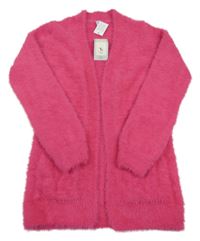 Nové - růžový svetrový chlupatý cardigan Tu