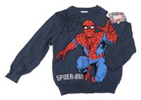 Nové - tmavomodrý lehký svetr se Spidermanem Nutmeg