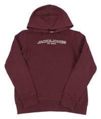 Vínová mikina s logem a kapucí Jack & Jones